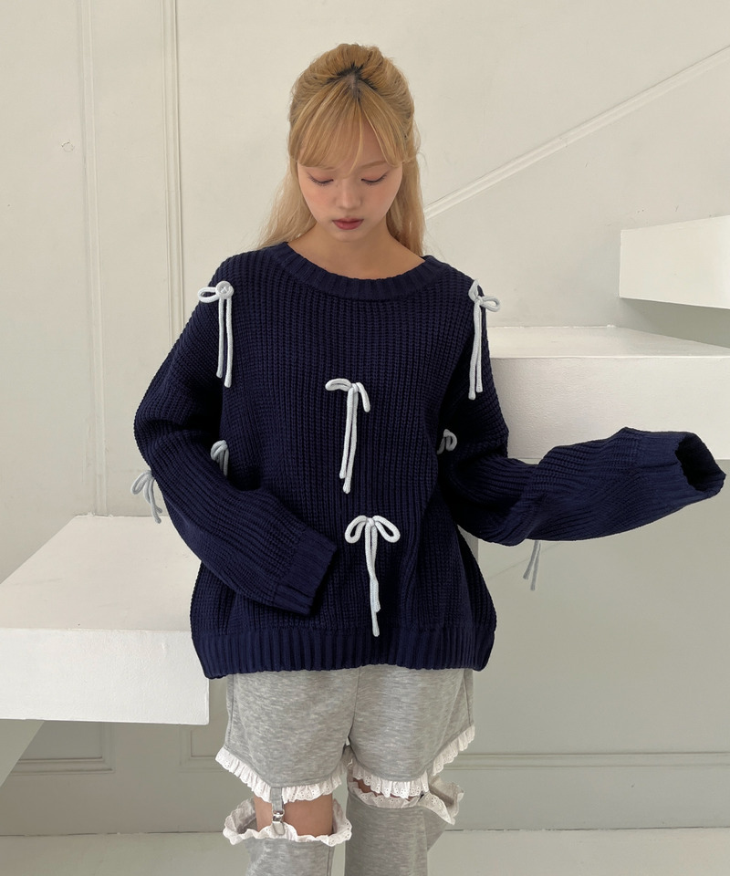 Lovely Ribbon Knit 詳細画像 ネイビー 16