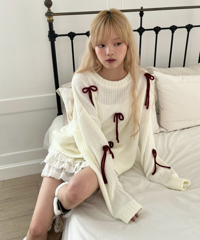 Lovely Ribbon Knit 詳細画像 オフホワイト 13