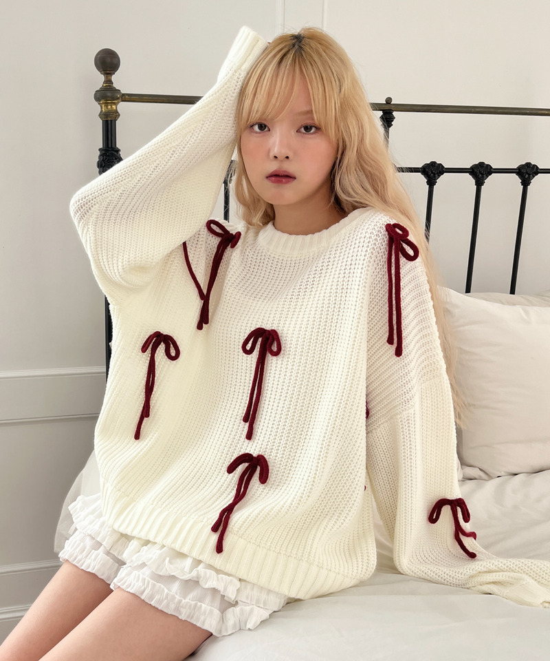 Lovely Ribbon Knit 詳細画像 オフホワイト 15