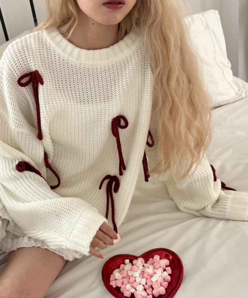 Lovely Ribbon Knit 詳細画像 オフホワイト 17