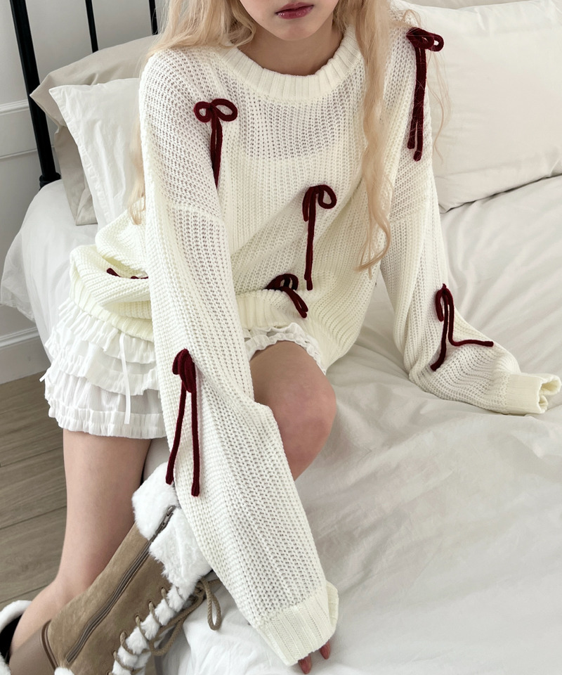 Lovely Ribbon Knit 詳細画像 オフホワイト 21