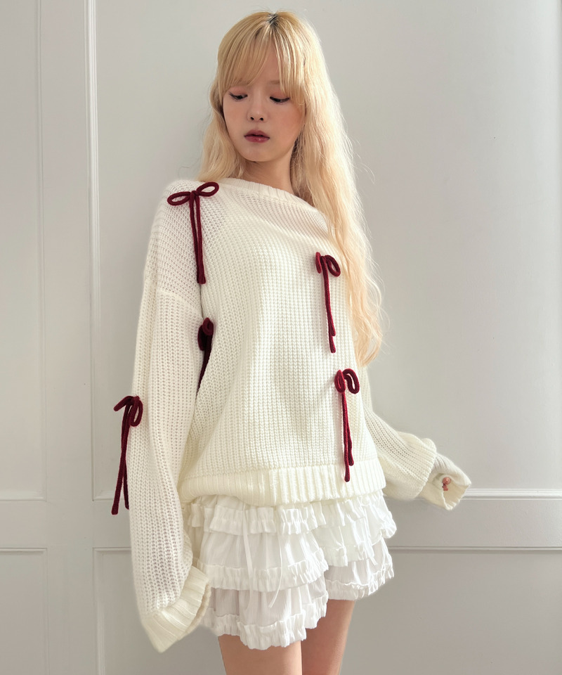 Lovely Ribbon Knit 詳細画像 オフホワイト 3