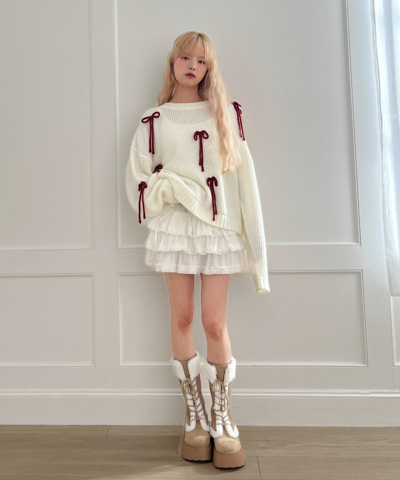 Lovely Ribbon Knit 詳細画像 オフホワイト 6