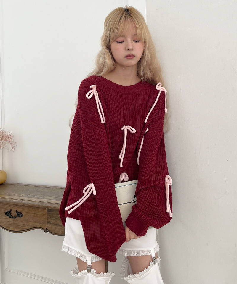 Lovely Ribbon Knit 詳細画像 レッド 1