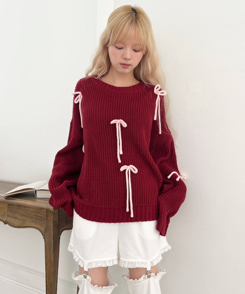 Lovely Ribbon Knit 詳細画像 レッド 2