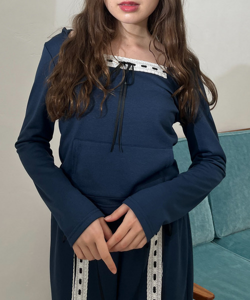 【＠onefive MOMO様 着用】Lace Ribbon Hoodie 詳細画像