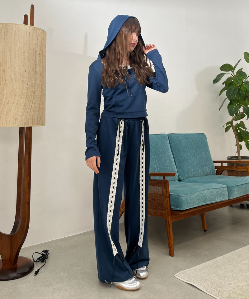 【＠onefive MOMO様 着用】Lace Ribbon Hoodie 詳細画像 ネイビー 20