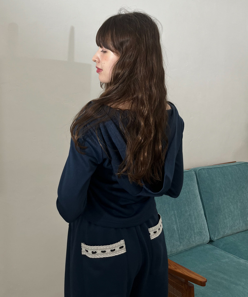 【＠onefive MOMO様 着用】Lace Ribbon Hoodie 詳細画像 ネイビー 29