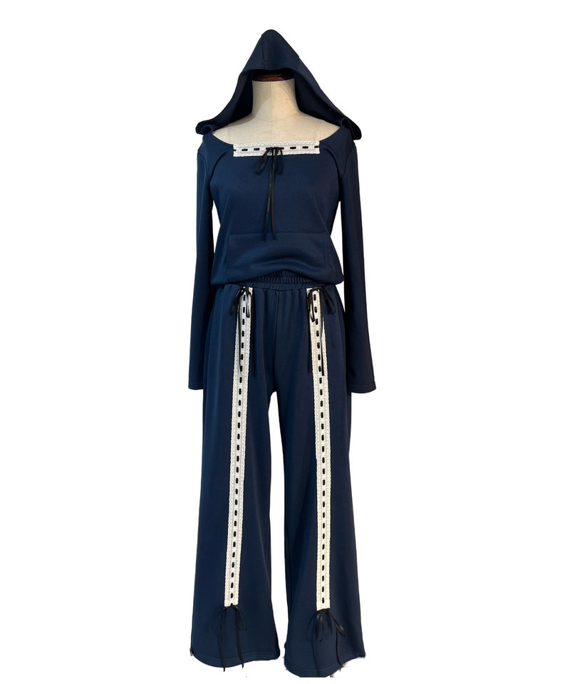 【＠onefive MOMO様 着用】Lace Ribbon Hoodie 詳細画像 ネイビー 3