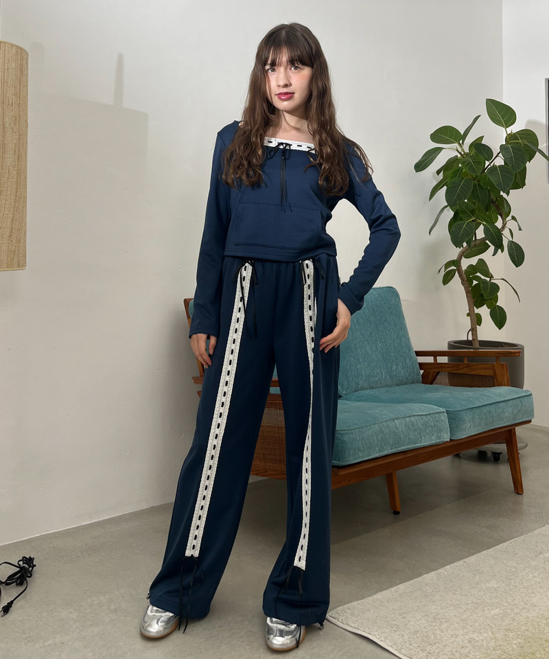 【＠onefive MOMO様 着用】Lace Ribbon Pants 詳細画像 ネイビー 10