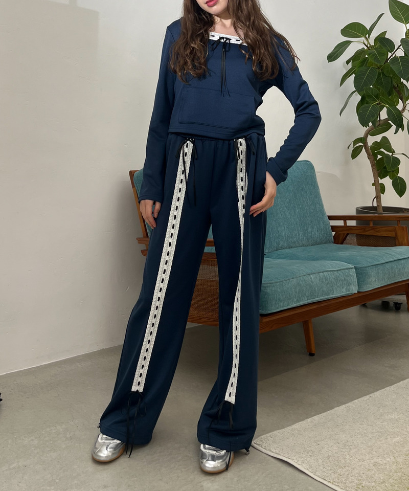 【＠onefive MOMO様 着用】Lace Ribbon Pants 詳細画像 ネイビー 11