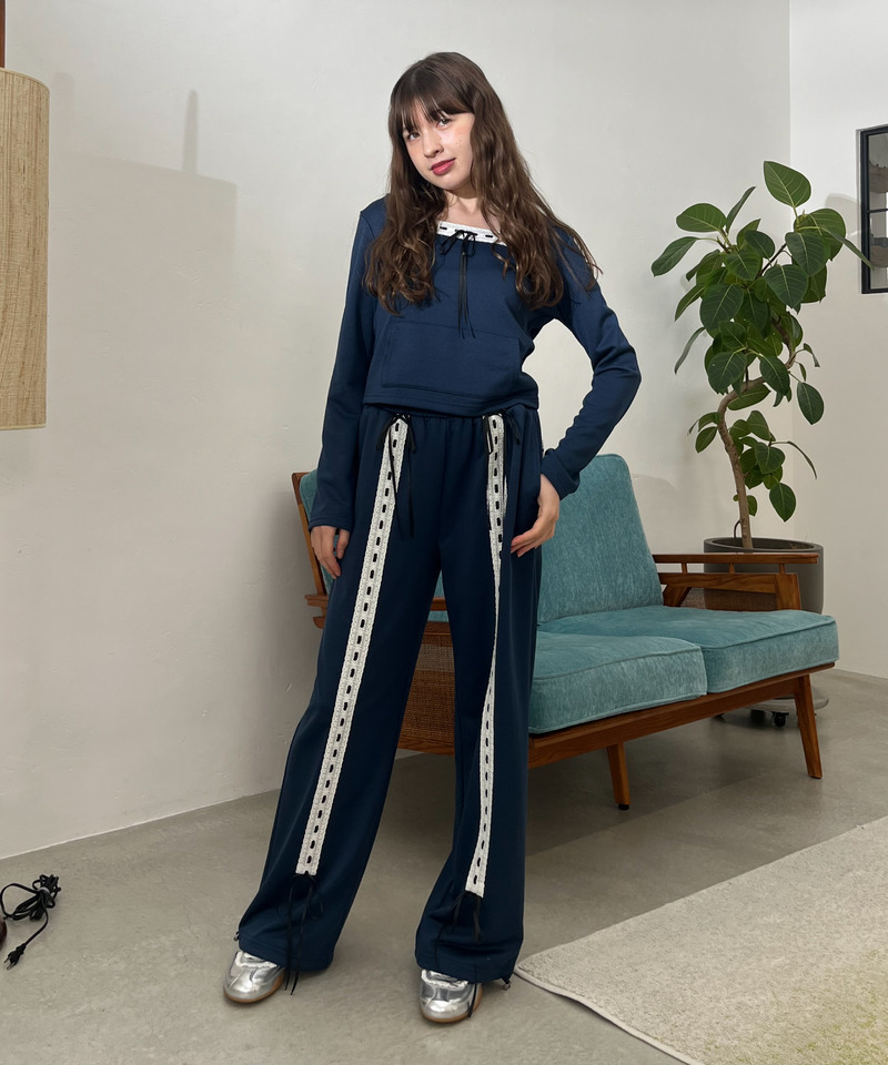 【＠onefive MOMO様 着用】Lace Ribbon Pants 詳細画像 ネイビー 12