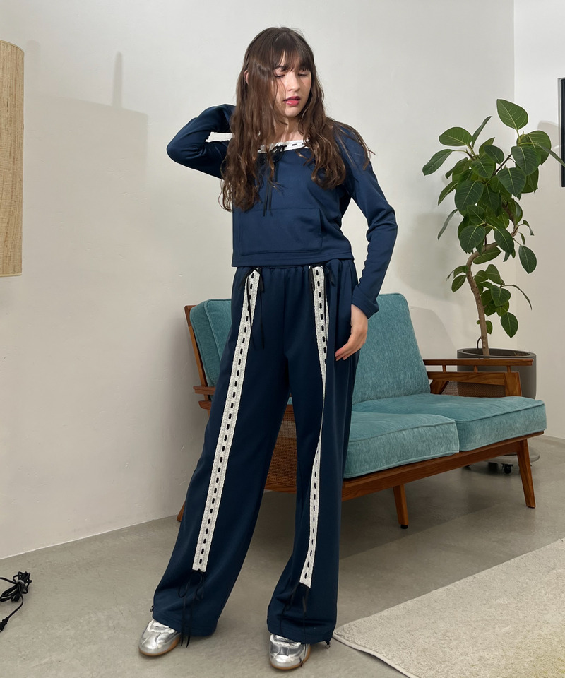 【＠onefive MOMO様 着用】Lace Ribbon Pants 詳細画像 ネイビー 13