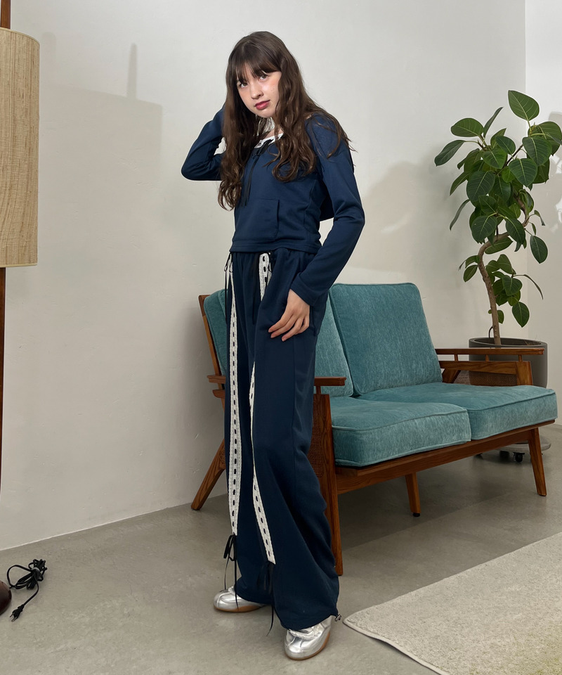 【＠onefive MOMO様 着用】Lace Ribbon Pants 詳細画像 ネイビー 14