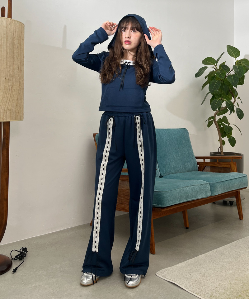 【＠onefive MOMO様 着用】Lace Ribbon Pants 詳細画像 ネイビー 16