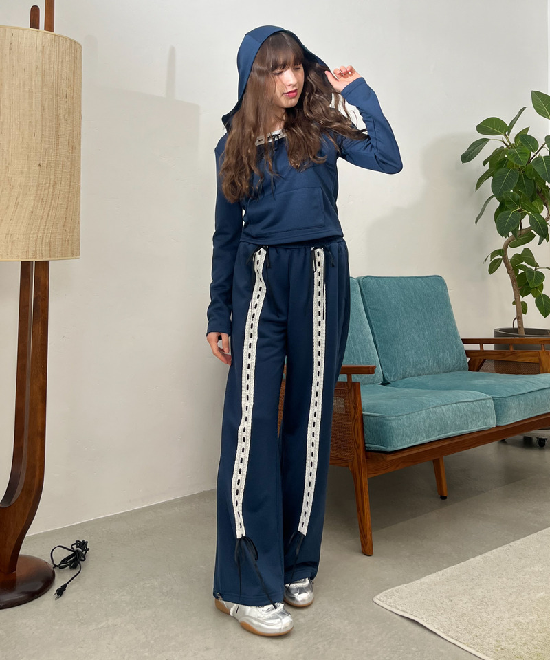 【＠onefive MOMO様 着用】Lace Ribbon Pants 詳細画像 ネイビー 24