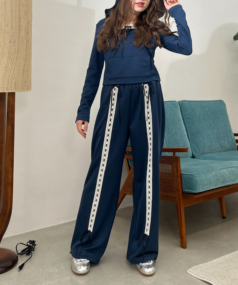 【＠onefive MOMO様 着用】Lace Ribbon Pants 詳細画像 ネイビー 4