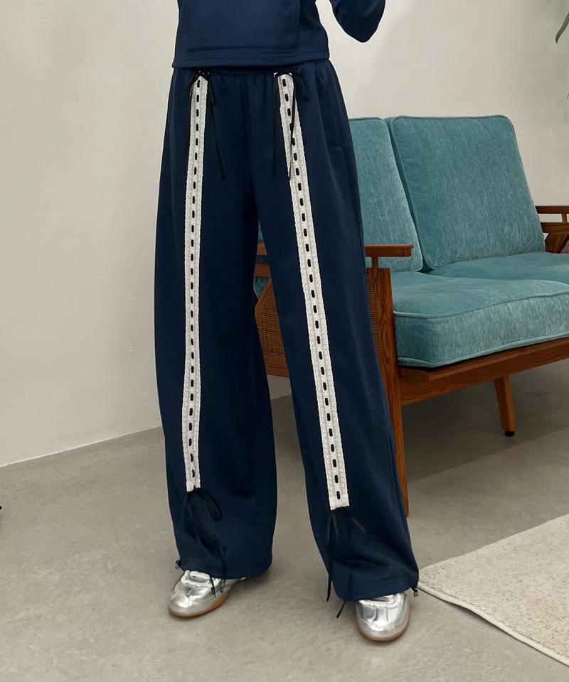 【＠onefive MOMO様 着用】Lace Ribbon Pants 詳細画像 ネイビー 5