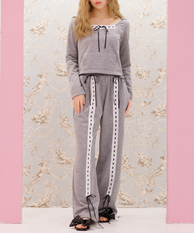 【＠onefive MOMO様 着用】Lace Ribbon Pants 詳細画像 グレー 9