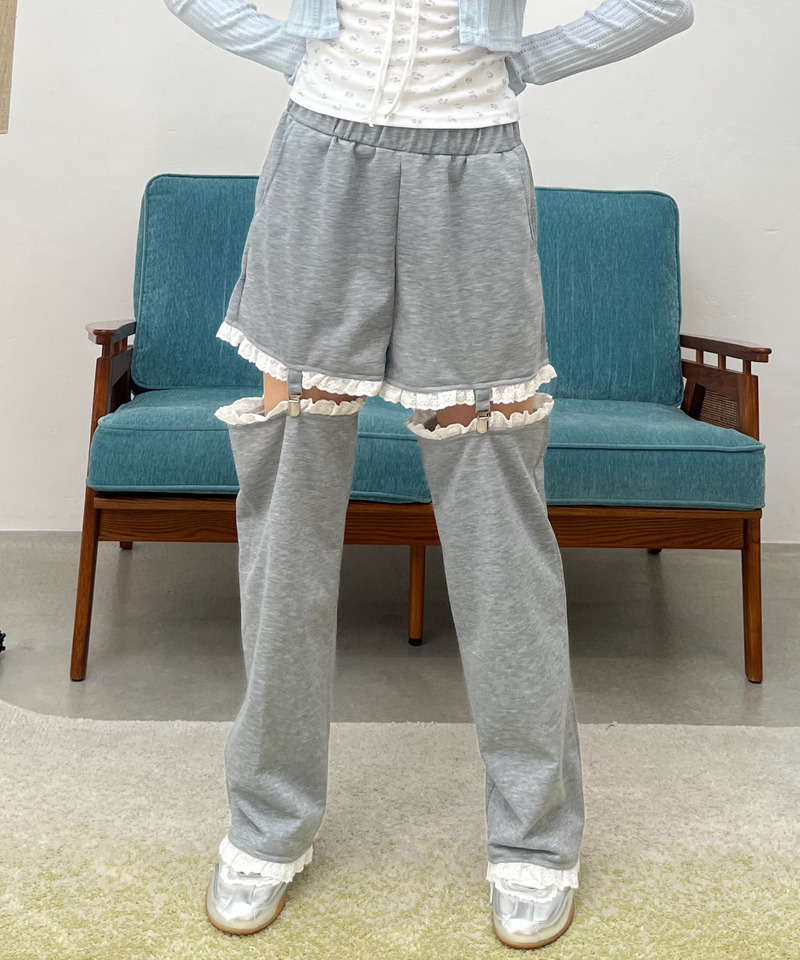 2Way Lace Pants 詳細画像 グレー 5