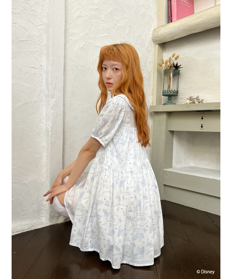 【Disney】ふしぎの国のアリス/トワル・ドゥ・ジュイSTYLEダブルカラーワンピース 詳細画像 ブルー 7