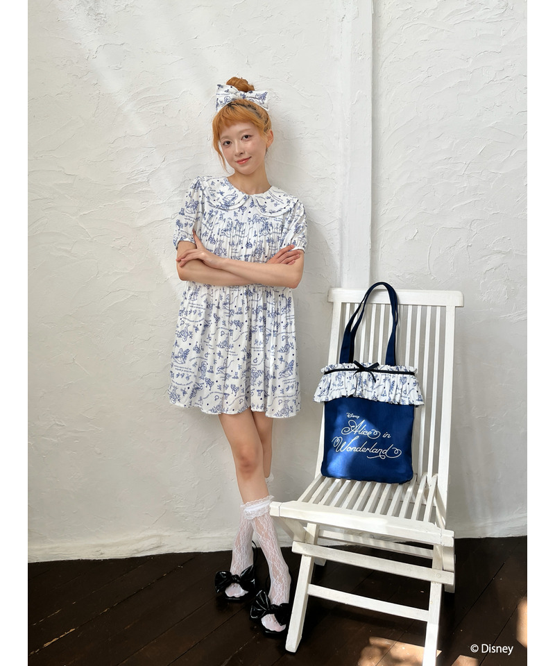 【Disney】ふしぎの国のアリス/トワル・ドゥ・ジュイSTYLEダブルカラーワンピース 詳細画像 ネイビー 7