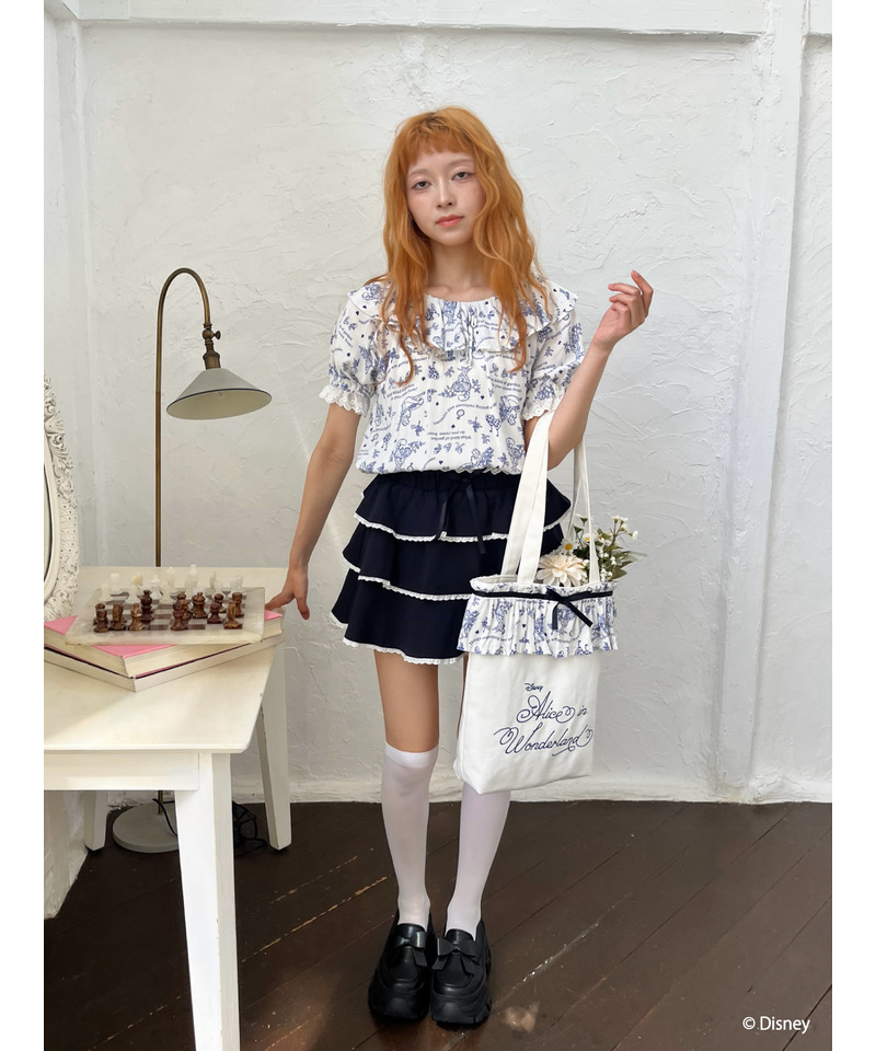 【Disney】ふしぎの国のアリス/トワル・ドゥ・ジュイSTYLEフリルブラウス 詳細画像 ネイビー 15