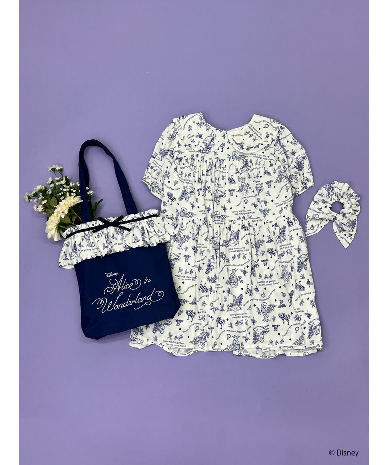 【Disney】ふしぎの国のアリス/トワル・ドゥ・ジュイSTYLEフリルトートバッグ 詳細画像 ネイビー 12