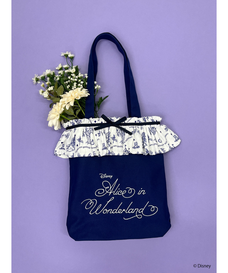 【Disney】ふしぎの国のアリス/トワル・ドゥ・ジュイSTYLEフリルトートバッグ 詳細画像 ネイビー 2