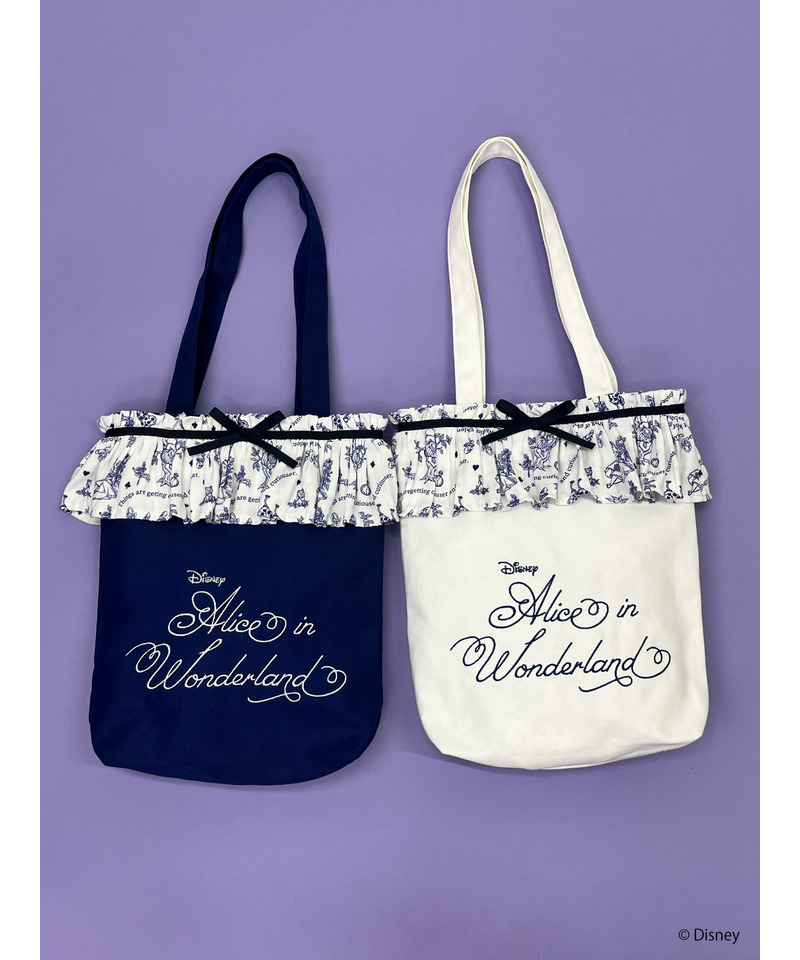 【Disney】ふしぎの国のアリス/トワル・ドゥ・ジュイSTYLEフリルトートバッグ 詳細画像 ネイビー 3
