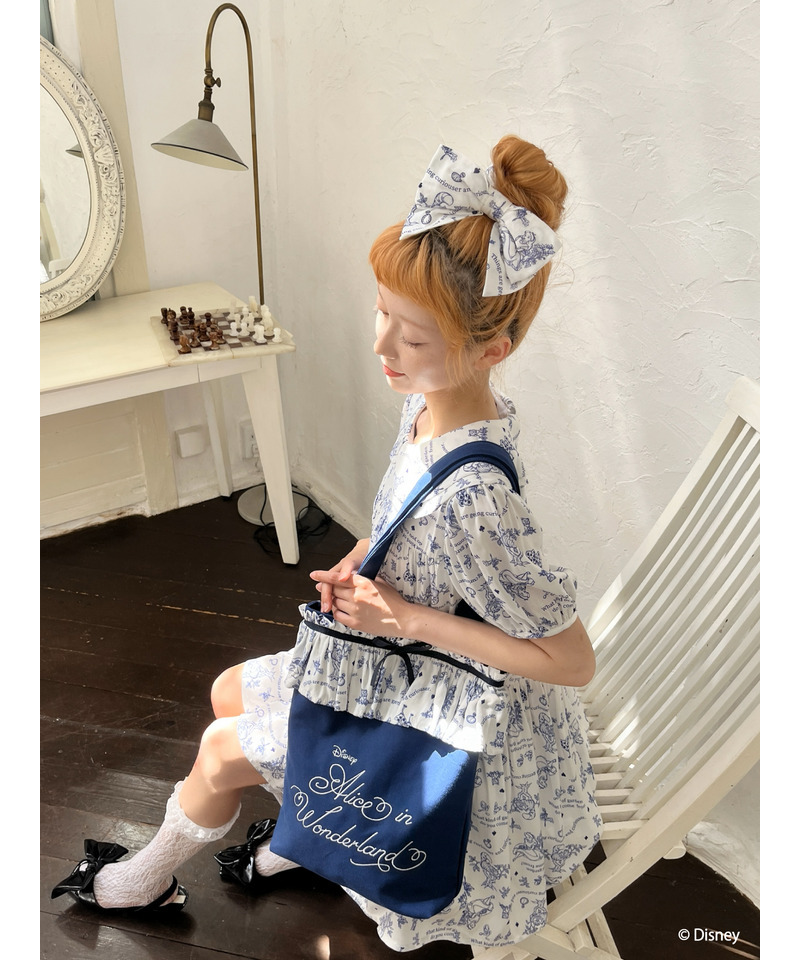 【Disney】ふしぎの国のアリス/トワル・ドゥ・ジュイSTYLEフリルトートバッグ 詳細画像 ネイビー 9