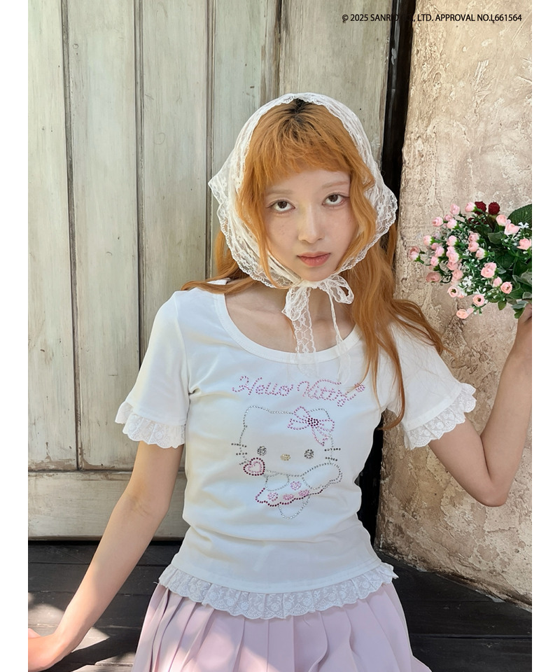 ANGEL【HELLO KITTY】 RHINESTONE TEE  詳細画像 オフホワイト 1