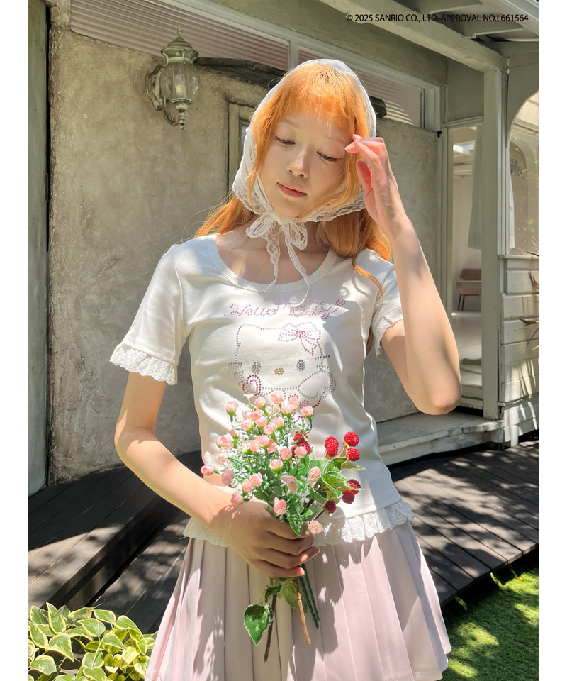 ANGEL【HELLO KITTY】 RHINESTONE TEE  詳細画像 オフホワイト 15