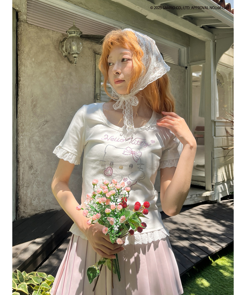 ANGEL【HELLO KITTY】 RHINESTONE TEE  詳細画像 オフホワイト 16