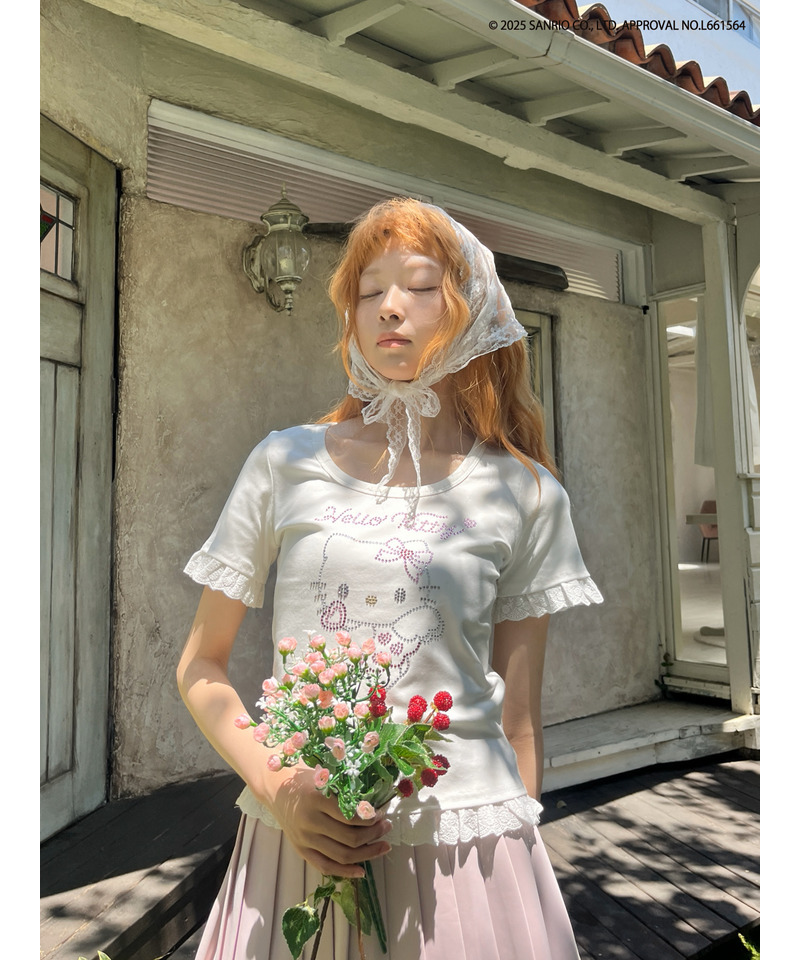 ANGEL【HELLO KITTY】 RHINESTONE TEE  詳細画像 オフホワイト 18