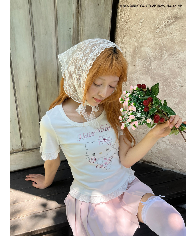 ANGEL【HELLO KITTY】 RHINESTONE TEE  詳細画像 オフホワイト 3