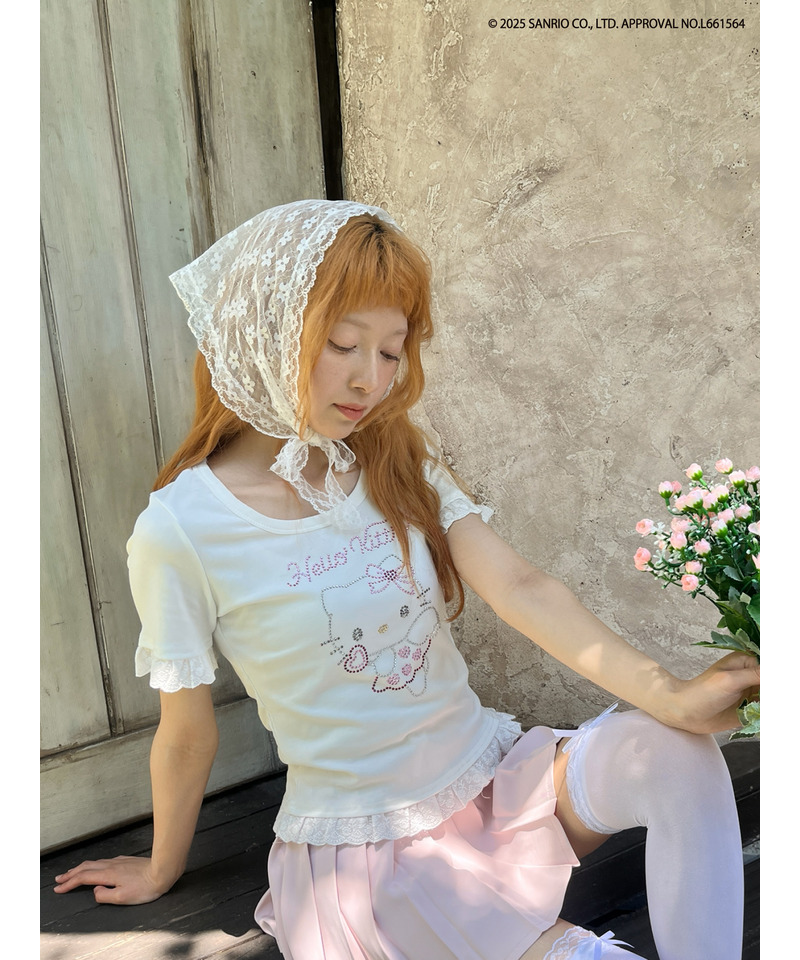 ANGEL【HELLO KITTY】 RHINESTONE TEE  詳細画像 オフホワイト 4