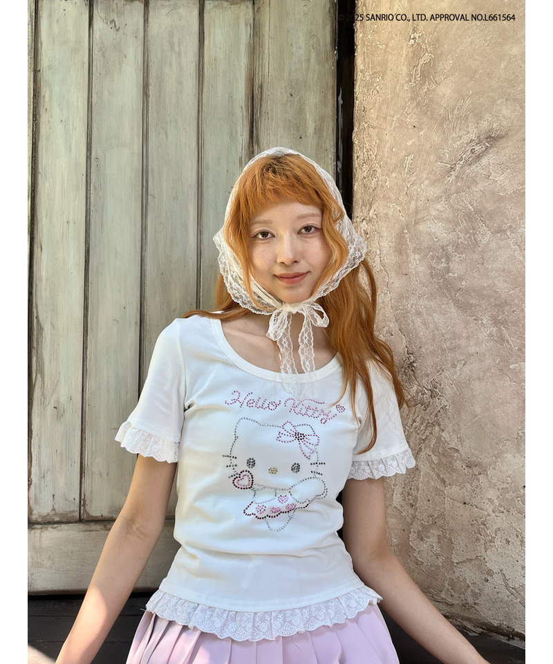 ANGEL【HELLO KITTY】 RHINESTONE TEE  詳細画像 オフホワイト 8