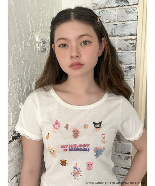 【MY MELODY & KUROMI】 HEART  ENCYCLOPEDIA TEE 