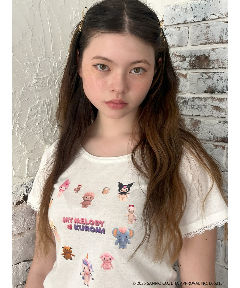 【MY MELODY & KUROMI】 HEART  ENCYCLOPEDIA TEE  詳細画像 オフホワイト 2