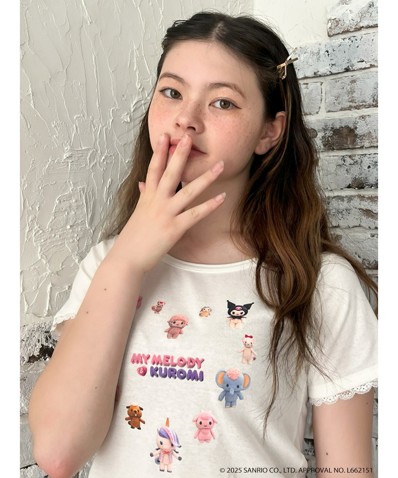 【MY MELODY & KUROMI】 HEART  ENCYCLOPEDIA TEE  詳細画像 オフホワイト 5