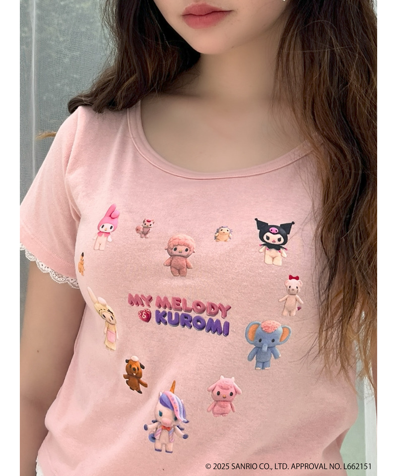 【MY MELODY & KUROMI】 HEART  ENCYCLOPEDIA TEE  詳細画像 ピンク 2