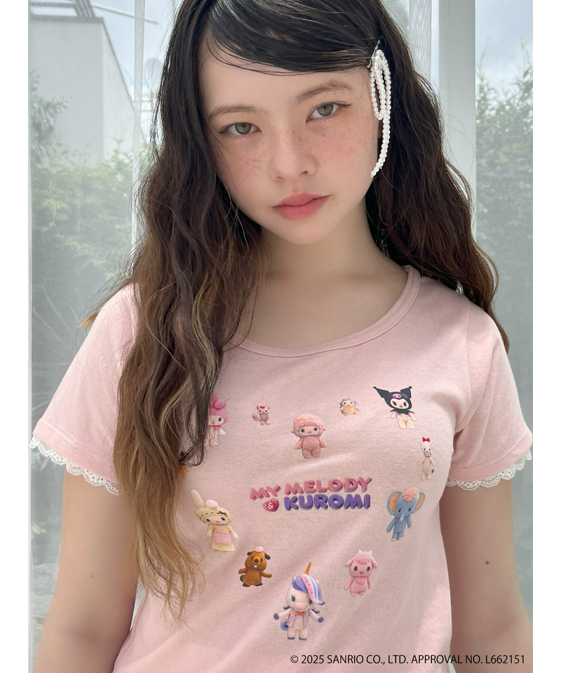 【MY MELODY & KUROMI】 HEART  ENCYCLOPEDIA TEE  詳細画像 ピンク 3