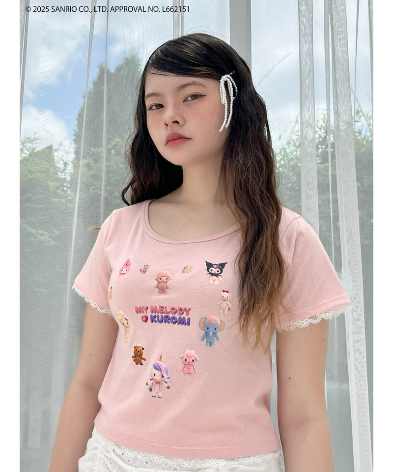 【MY MELODY & KUROMI】 HEART  ENCYCLOPEDIA TEE  詳細画像 ピンク 4
