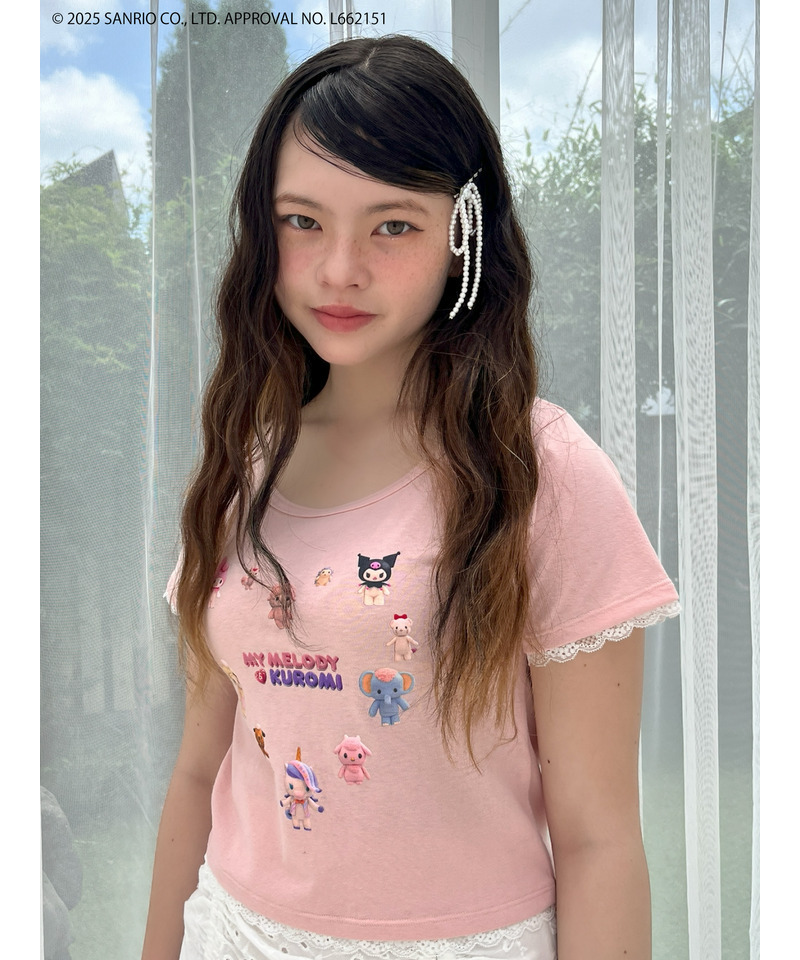【MY MELODY & KUROMI】 HEART  ENCYCLOPEDIA TEE  詳細画像 ピンク 5