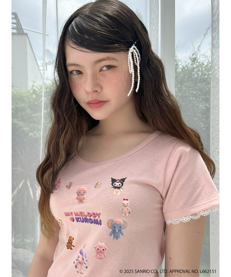 【MY MELODY & KUROMI】 HEART  ENCYCLOPEDIA TEE  詳細画像 ピンク 8