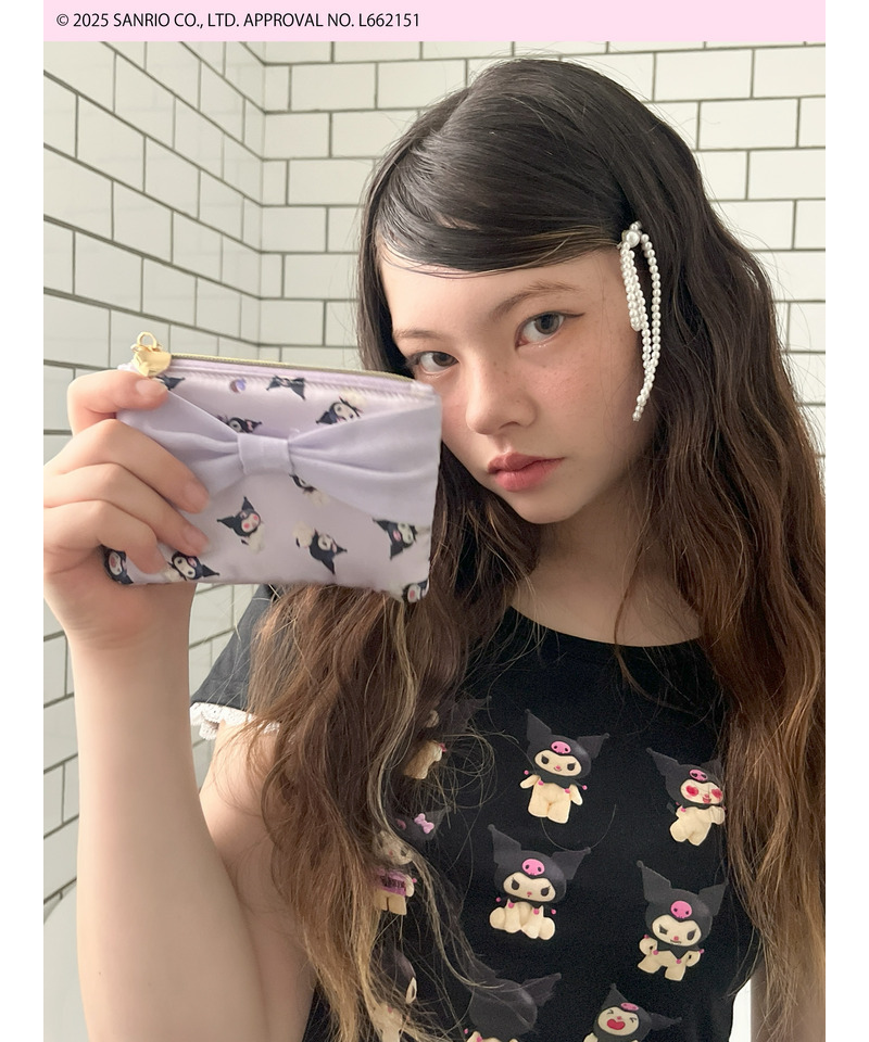 【KUROMI】 RIBBON  POUCH 詳細画像 パープル 5