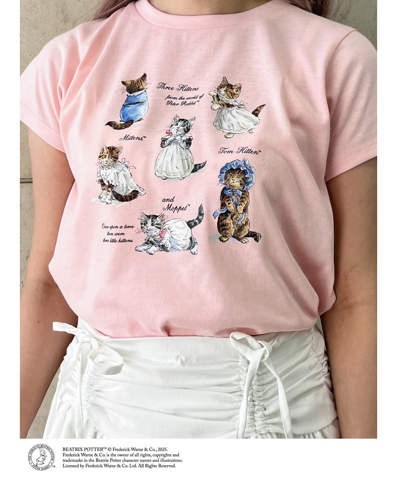 【Peter Rabbit（TM)】MITTENS TOM KITTEN AND MOPPET TEE 詳細画像 ピンク 3