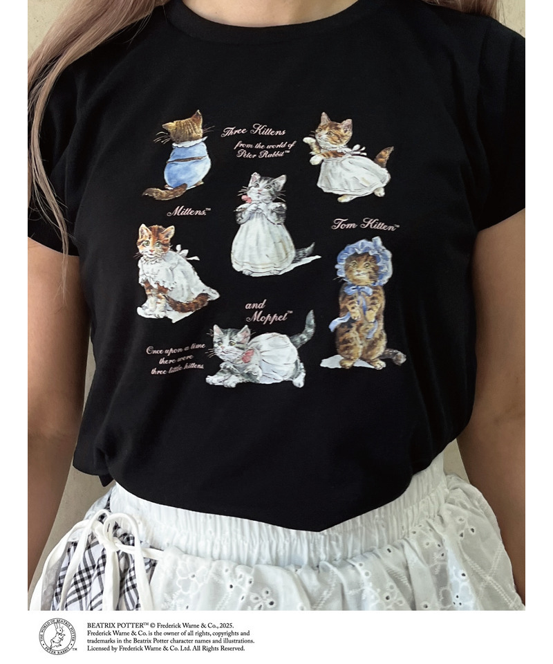 【Peter Rabbit（TM)】MITTENS TOM KITTEN AND MOPPET TEE 詳細画像 ブラック 2