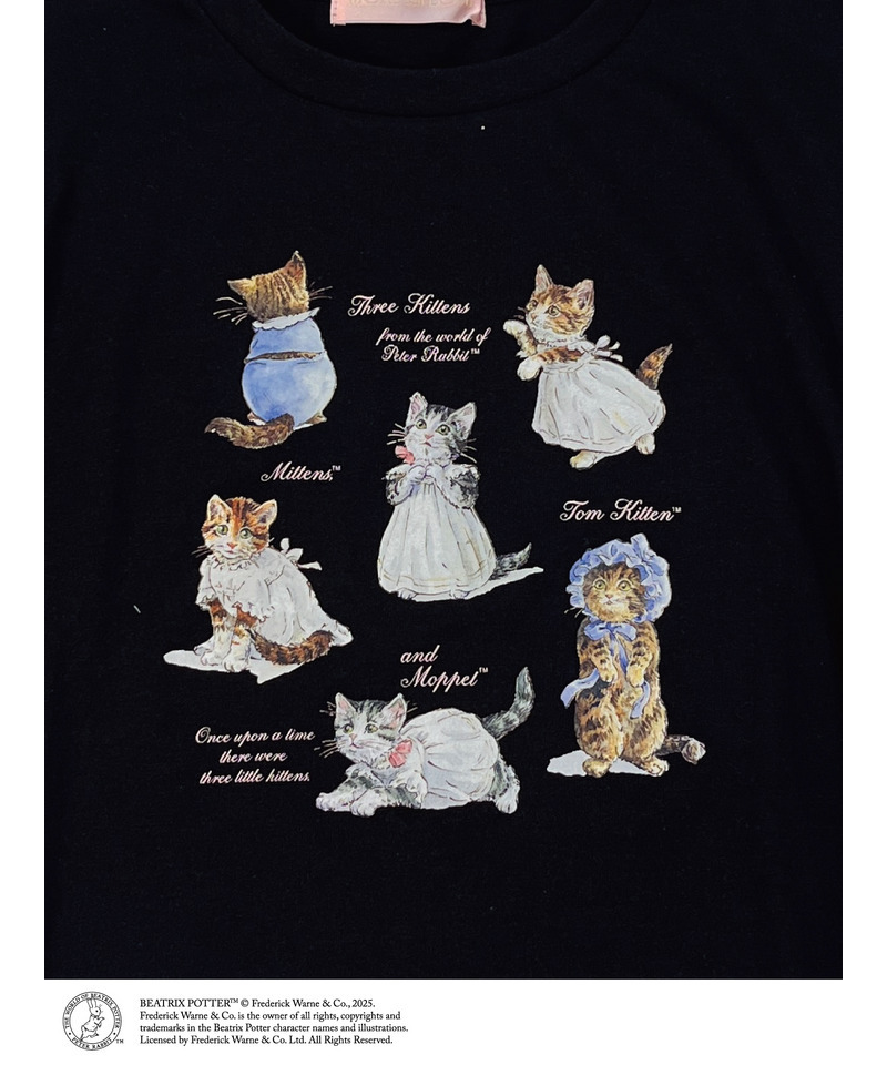 【Peter Rabbit（TM)】MITTENS TOM KITTEN AND MOPPET TEE 詳細画像 ブラック 3